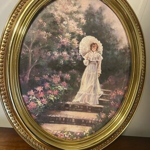 Home Interiors Gold Framed Victorian Lady Wall Art